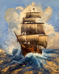 Fair Winds by Eric Paul, open-edition nautical art print depicting an Age of Sail sailing ship on the open ocean.